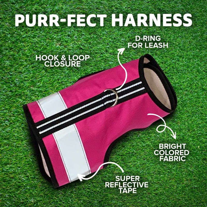 Kitty Holster Reflective Cat Harness â€“ High-Visibility Cat Harness for Travel, Day and Night Walking - Soft Cotton Cat Accessories, Breathable, Secure & Washable, Made in USA - Flamingo Pink, M to L - Image 3